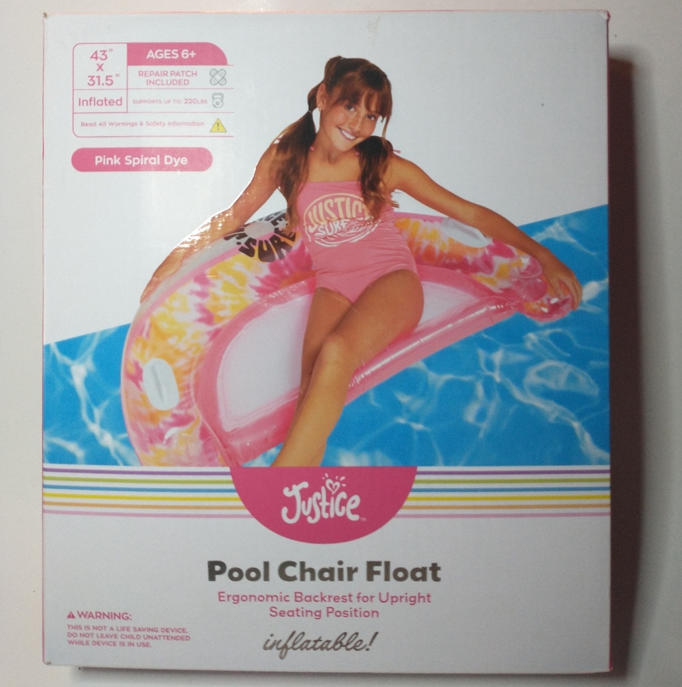 Justice Inflatable Pool Chair Float Drink Holders Pink Tropical - Ergonomic